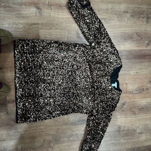 H&M Black and Gold Sequin Midi Dress